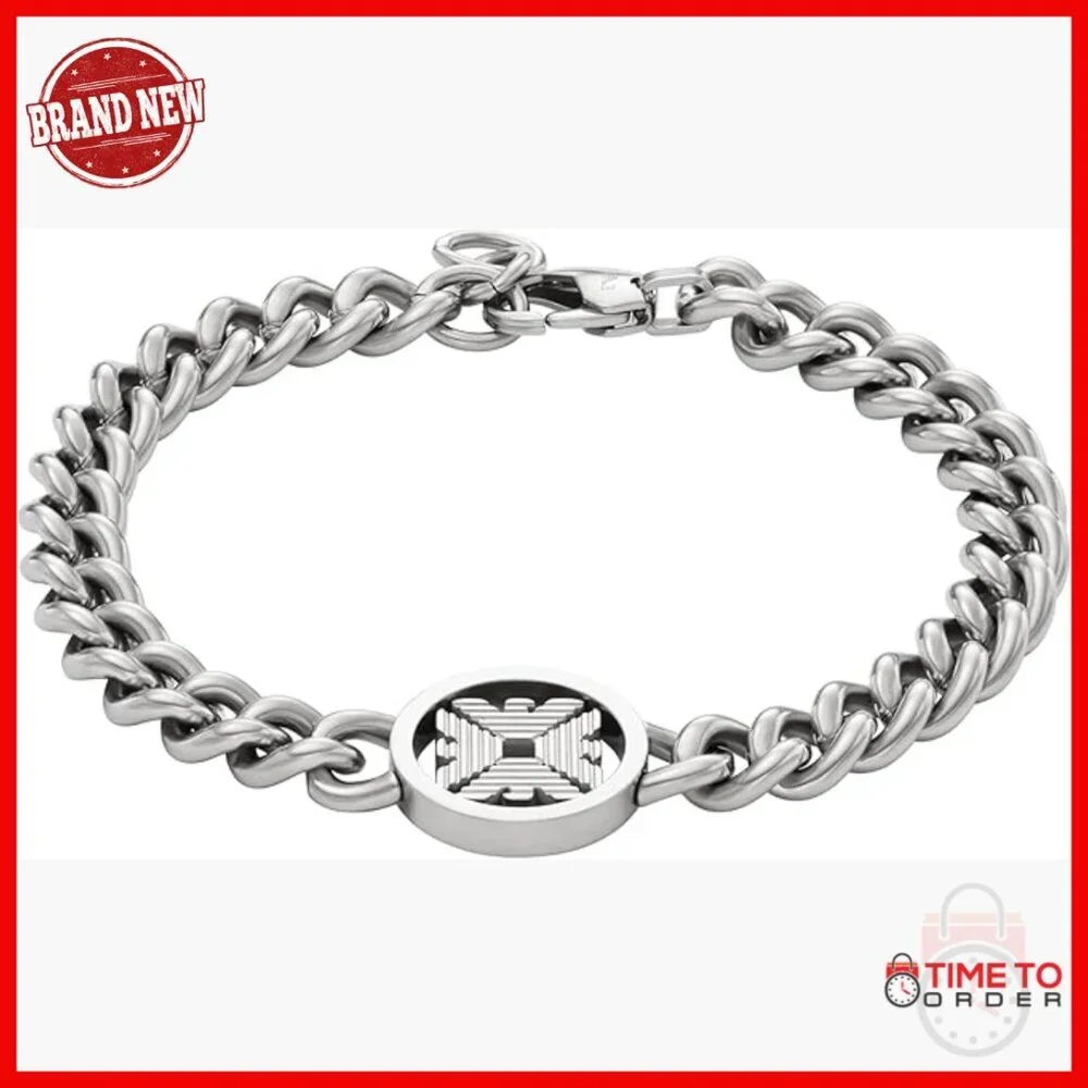 Stainless Steel Chain Bracelet with Lobster Clasp Closure for Men